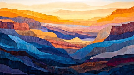 Abstract mountain landscape painting