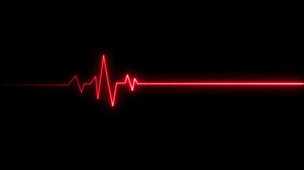 Neon ecg line animation video on black background. Heart beat. Electrocardiogram. One pulse line. ECG heartbeat monitor, ECG monitor, Heart beating and pumping, medical abstract animation. Heart beati - Powered by Adobe
