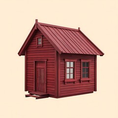 Pixel Art Red Cottage Charming Digital