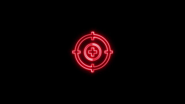 Target, focus, indicate icon. technology background with sniper gun goal target symbol icon Shooting Target Icon on black background.
