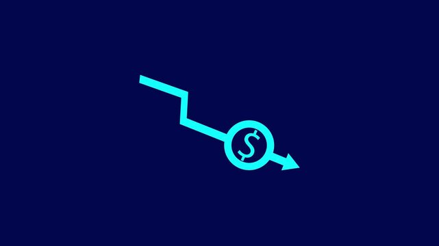 Money loss. Cash with down arrow stocks graph, concept of financial crisis, market fall. Money, profit, investment, economy, finance and demotion business concept.
