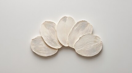 Textured cream petal arrangement on a neutral background