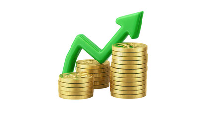 3D Red Circle Button with Up Arrow on Transparent Background