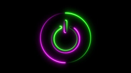 Power icon animation. Neon line power icon The appearance of neon symbol power off ,alpha channel.