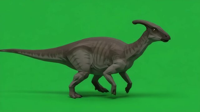 Parasaurolophus animal walking on green screen background