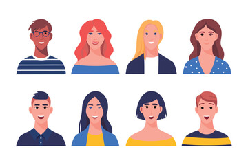 Diverse Portraits of Individuality: A collection of stylized illustrations, each capturing a unique individual with distinct features, hairstyles, and expressions.