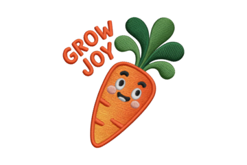 Happy carrot with grow joy text image