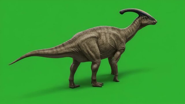 Parasaurolophus animal walking on green screen background