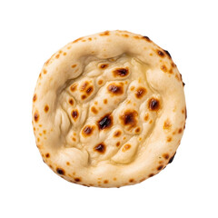 Single naan bread against black backdrop