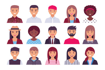 Diversity of People in Illustrations: A vibrant illustration showcases a diverse range of people, reflecting various backgrounds and styles, each with unique facial features and expressions.