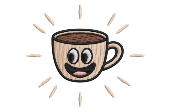 Happy coffee cup with steam happy face cartoon