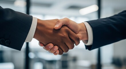 Professional Handshake in Modern Office Setting, Business Partnership