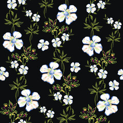 Elegant seamless spring floral pattern for fashion and fabric prints with black background