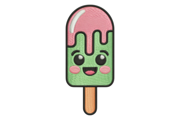 Happy green and pink popsicle ice pop frozen treat