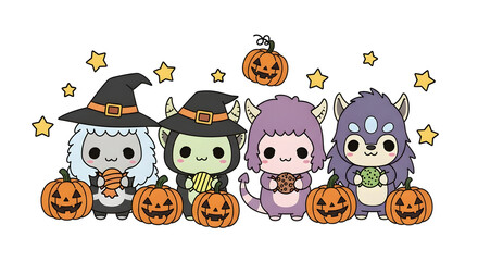 Obraz premium halloween pumpkin set
