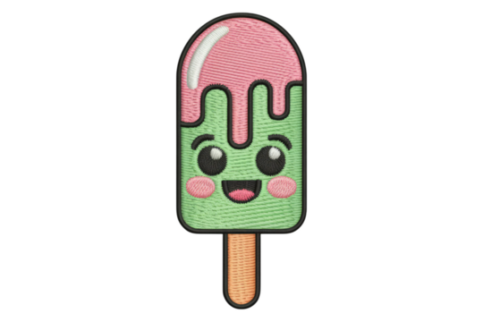 Happy green and pink popsicle ice pop frozen treat - Powered by Adobe