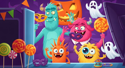 Fototapeta premium funny monster in hollowen
