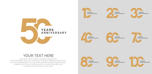 Fototapeta premium Anniversary logo set vector design, brown color for celebration event