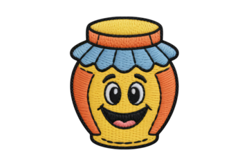 Happy honey pot cartoon embroidery smiling yellow