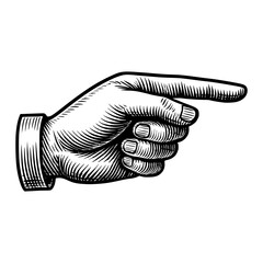 Vintage Engraving Style Hand Pointing Right