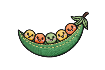 Happy peas in a pod embroidery green yellow