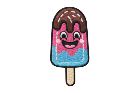 Happy popsicle embroidered patch ice cream happy face