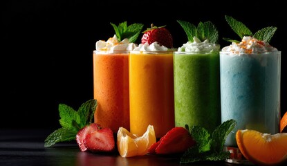 Vibrant smoothie drinks in four colors