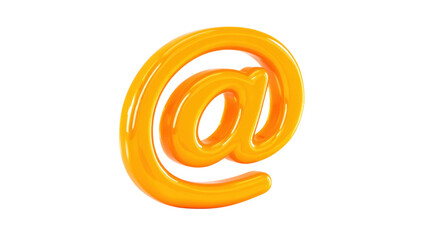 Obraz premium Glossy Orange At Symbol 3D Render on Transparent Background