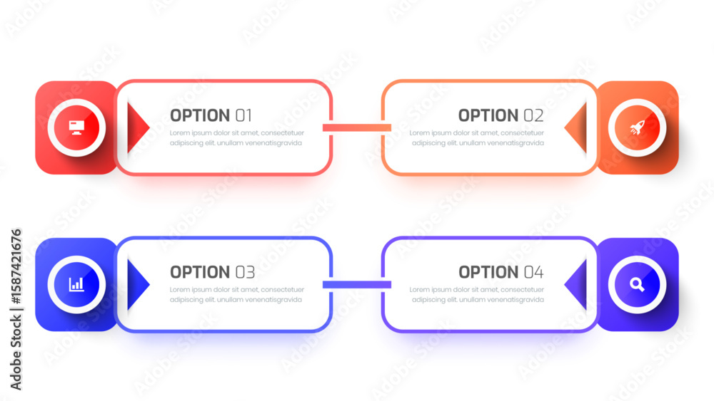 Poster infographic template with colorful abstract label 4 option and icon