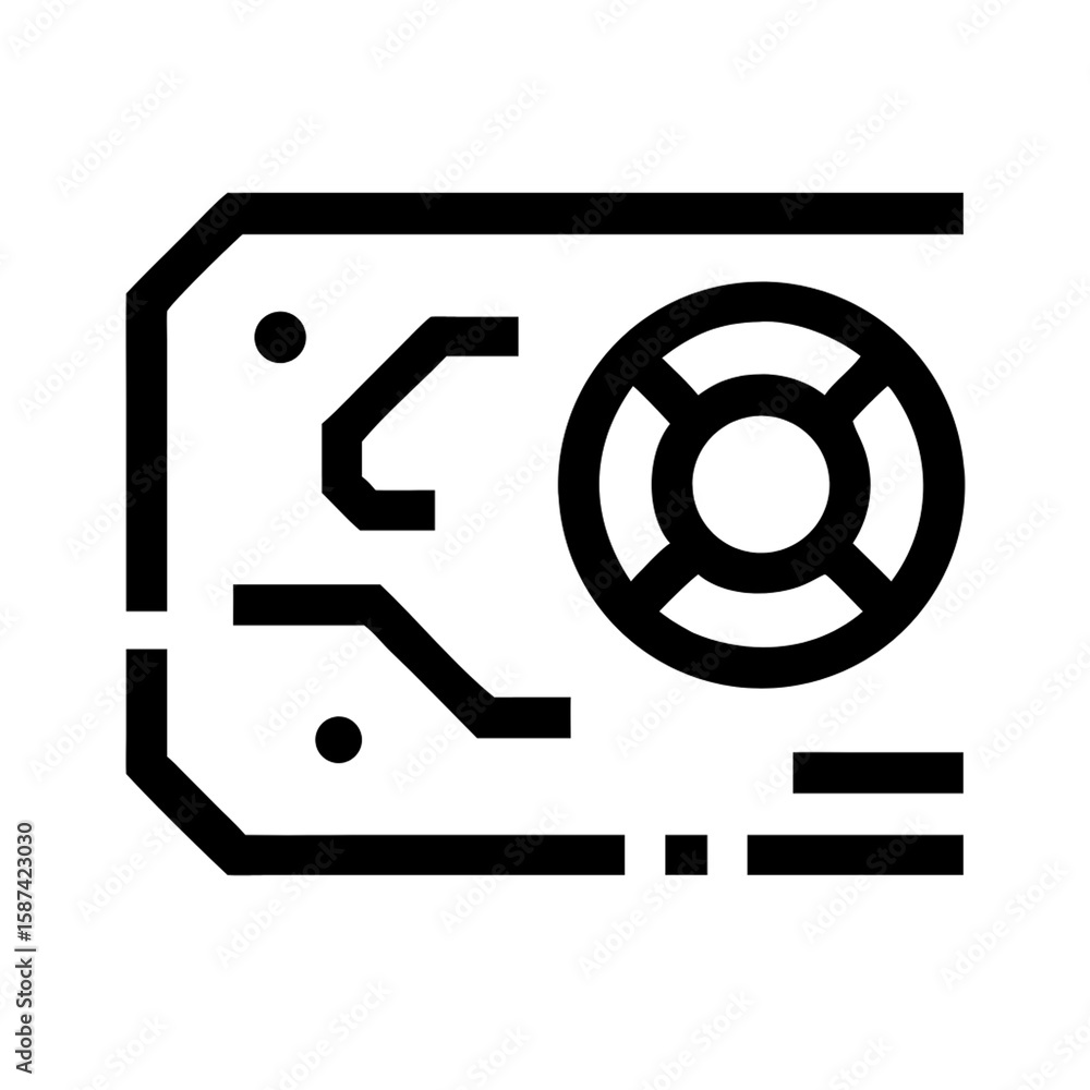 Poster illustration of computer hard drive icon with internal components and circuits isolated on transpare