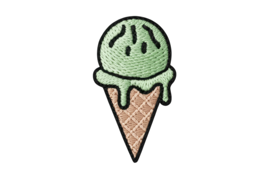 Mint ice cream cone embroidery green melting
