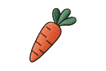 Orange carrot with green leaves embroidery image
