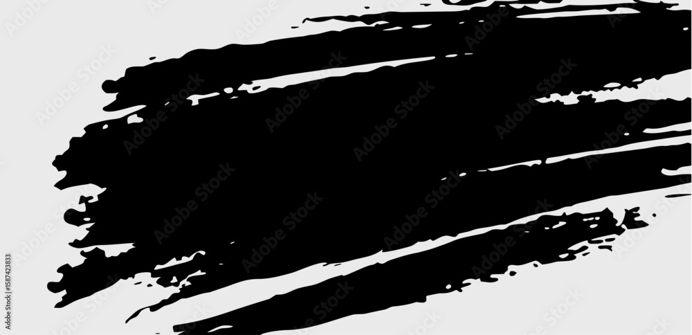 Poster vector black brush stroke with jagged edges and white background creating a bold and abstract design