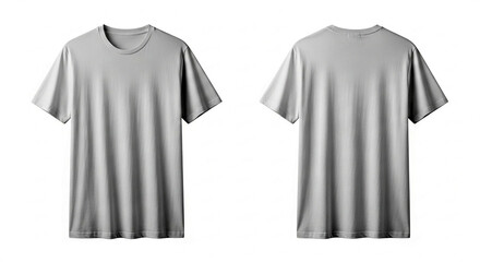 Illustration of a blank gray tshirt is displayed on a white background