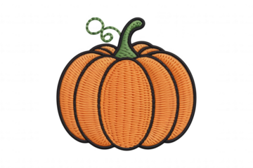 Orange pumpkin with green stem and vine image