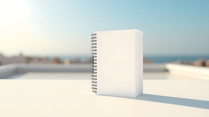 Spiral Notebook Standing on Outdoor Tabletop
