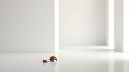 Ladybug Walking inside Minimal Circular Architecture
