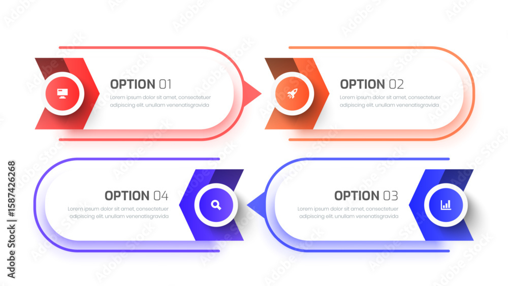 Poster infographic template design with 4 options and icons. can be used for process diagram, presentations
