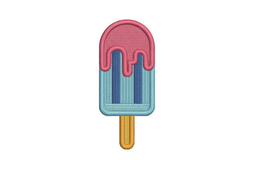 Pink and blue popsicle with yellow stick ice pop frozen treat