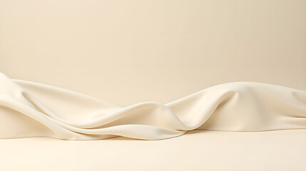 Folded Beige Silk Fabric in Soft Lighting

