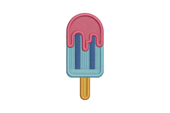Pink and blue popsicle with yellow stick ice pop frozen treat