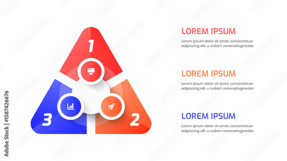Poster infographic with 3 circle. suitable for process diagram, presentations, workflow layout, banner, flo