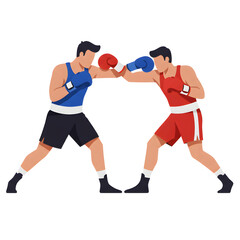 Boxers Engaged in Exciting Match Displaying Strength and Skill