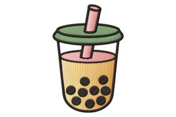 Pink and green bubble tea drink boba beverage