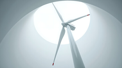 Wind Turbine Viewed through Circular Architectural Frame
