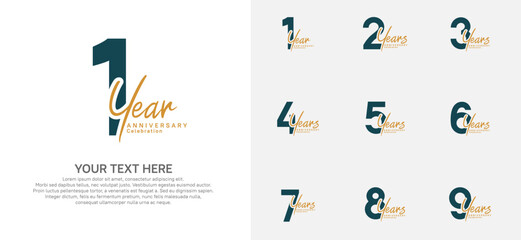 Anniversary logo set vector design, green and brown color for celebration event
