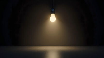 Single Lightbulb Illuminating a Dark Room
