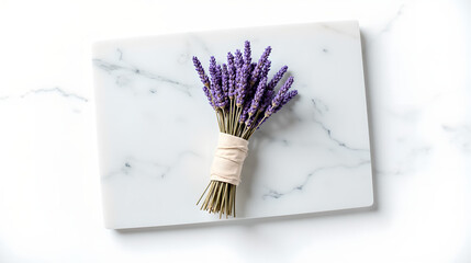 Minimalistic Lavender in Flat-Lay Composition with Soft Shadows
