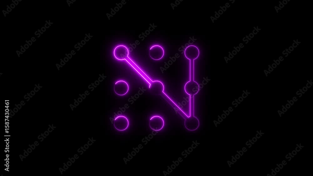 Poster animated neon glowing security pattern illustrating digital data protection and privacy