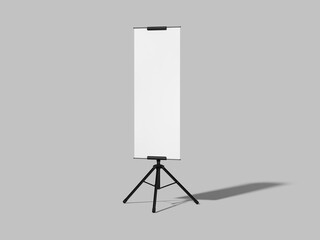 White Blank Banner Mockup with Stand Tripod 3D Rendering
